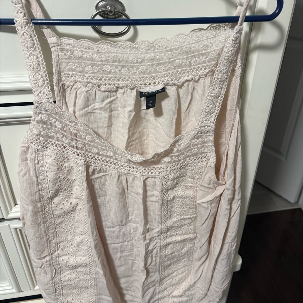 Torrid Lace Trim Blouse in Light Pink